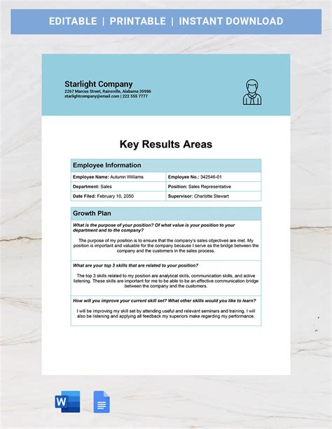 Download Key Result Area Template for Free .